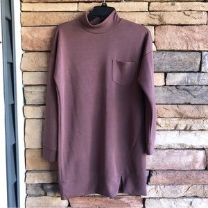 Cable & Gauge mauve taupe soft mock neck pullover long sleeve top Small EUC